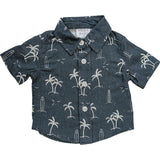 Three Little Tots Navy Surfer Linen Button Up Shirt