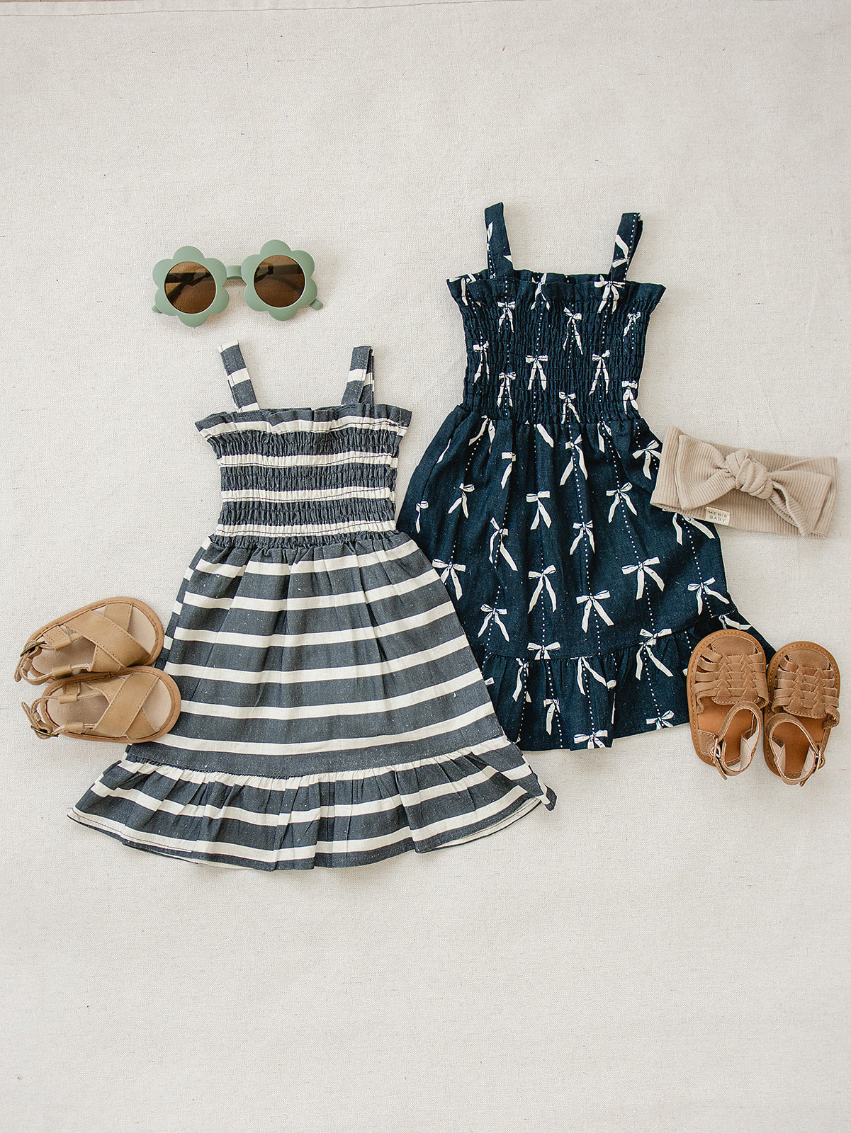 Three Little Tots Bow Linen Dress, extra product detail