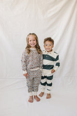 Green Stripe Collared French Terry Set