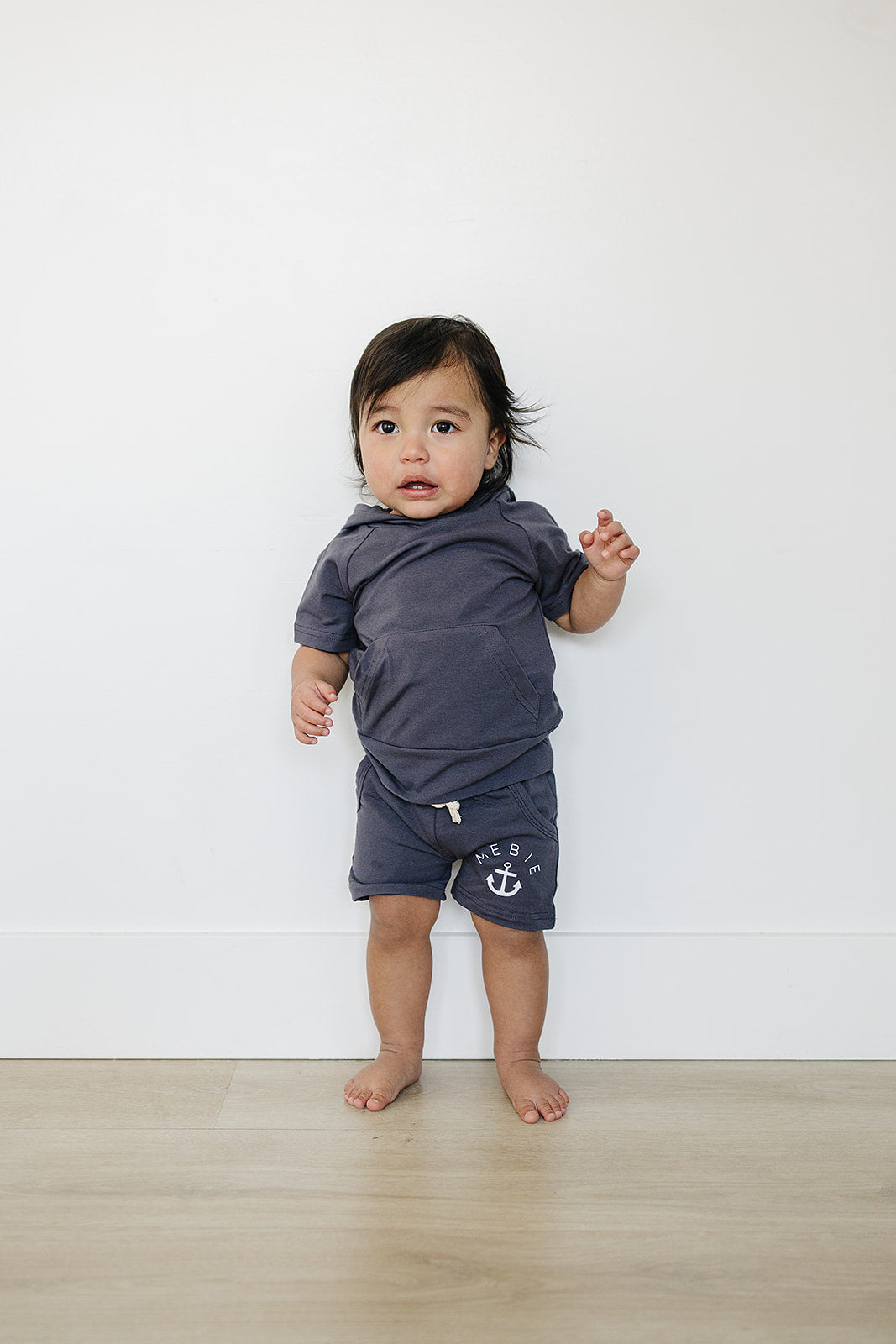 Three Little Tots Slate Hooded Tee, additional product photo