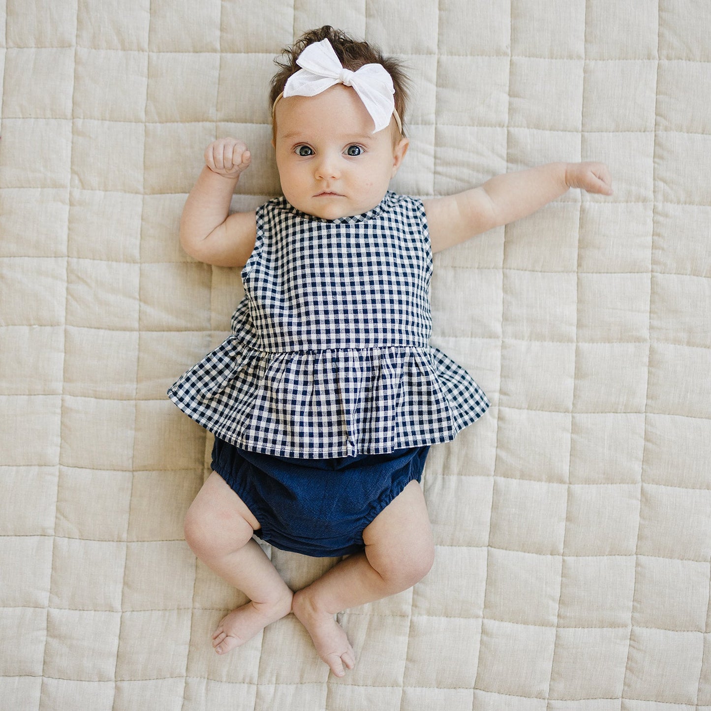 Three Little Tots Navy Gingham Peplum Set, additional product photo