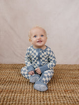 Blue Checkered Bamboo Zipper