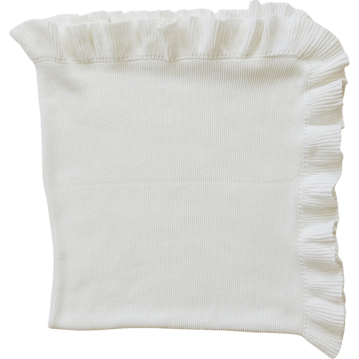 White Ruffle Knit Blanket