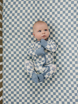 Blue Checkered Bamboo Zipper