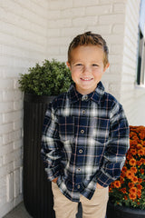 Navy Plaid Button Up Shirt