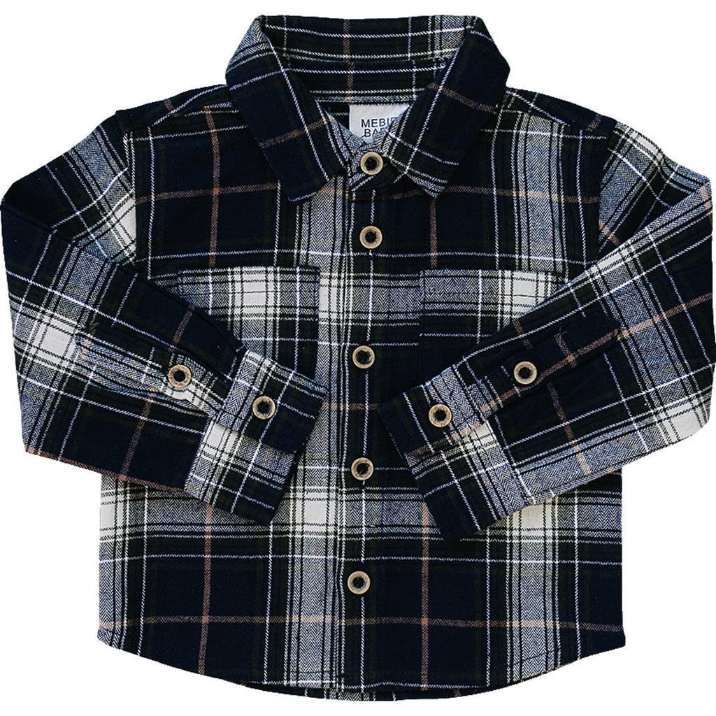 Navy Plaid Button Up Shirt