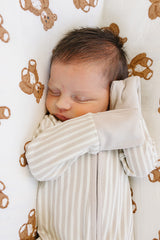 Taupe Stripe Ribbed Bamboo Zipper