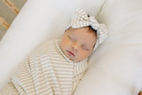Taupe Stripe Ribbed Bamboo Head Wrap