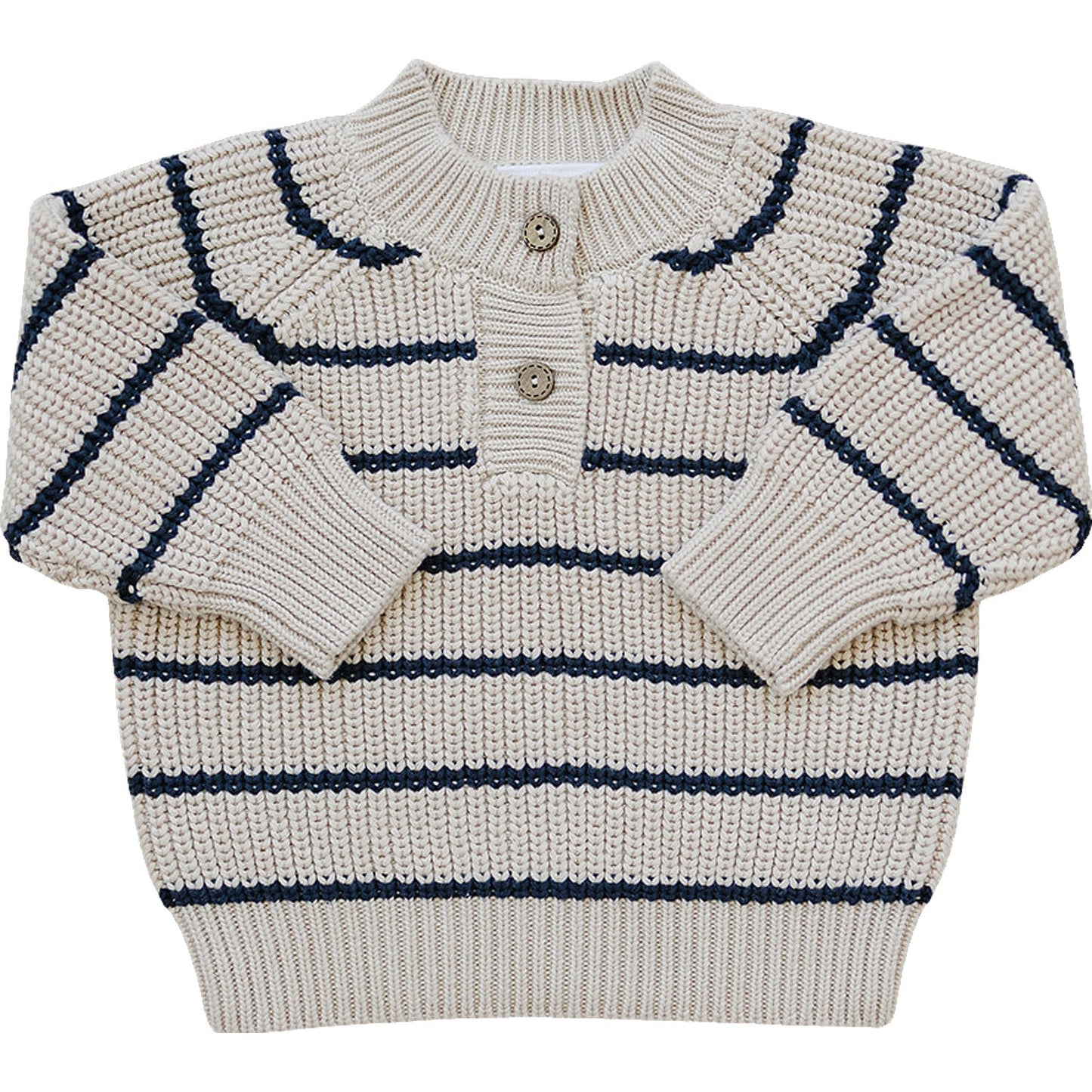 Three Little Tots Stripe Button Knit Sweater