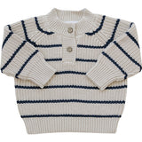 Three Little Tots Stripe Button Knit Sweater