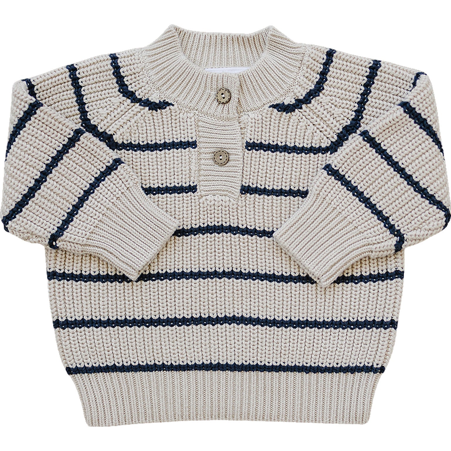 Three Little Tots Stripe Button Knit Sweater