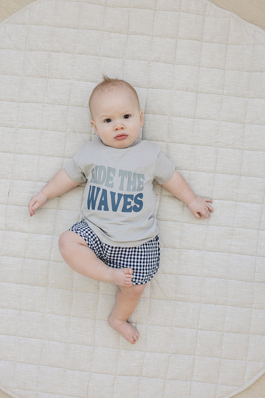 Three Little Tots Dark Blue Gingham Shorts, extra product detail