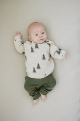 Three Little Tots Olive Knit Leggings, additional product photo
