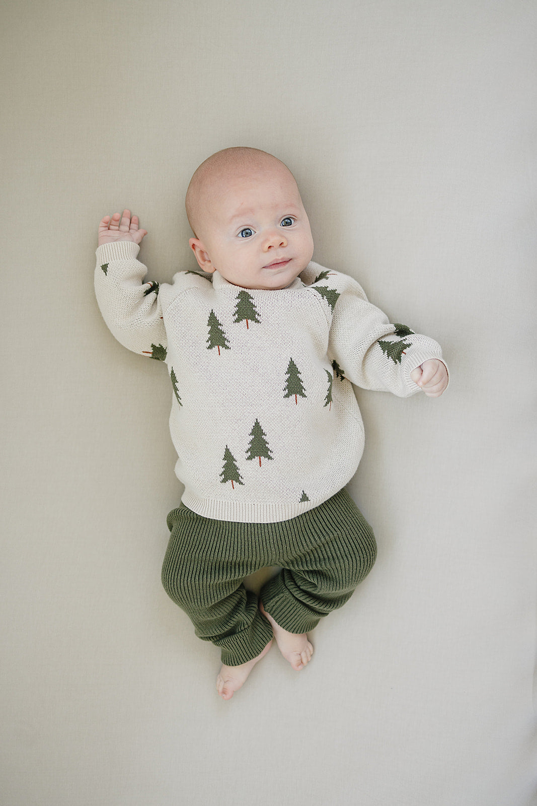 Three Little Tots Olive Knit Leggings, additional product photo