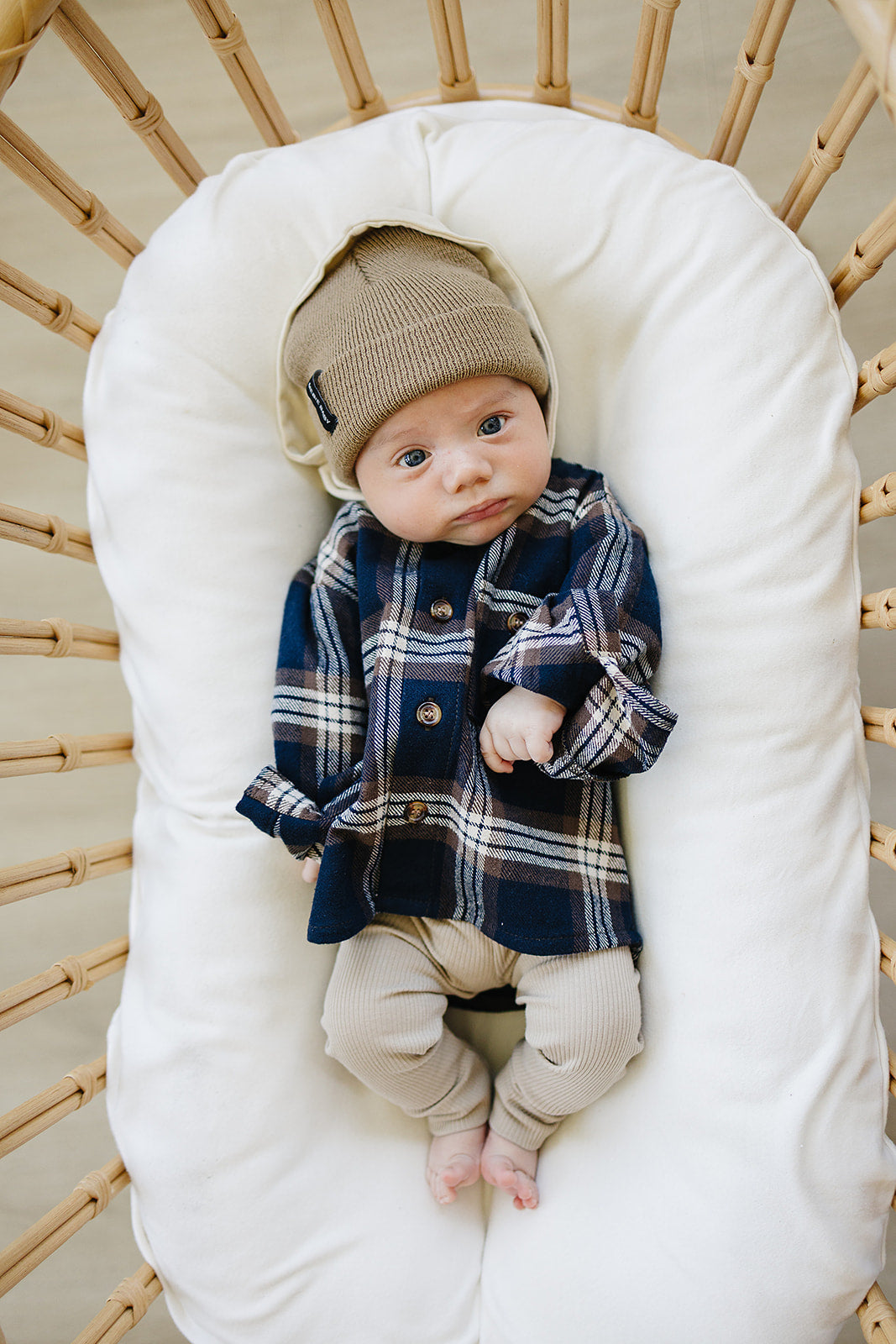 Three Little Tots Plaid Hooded Button Up Shirt, alternate angle