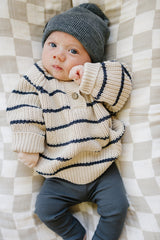 Three Little Tots Stripe Button Knit Sweater, alternate angle