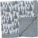 Three Little Tots Forest Green Stripes Muslin Quilt