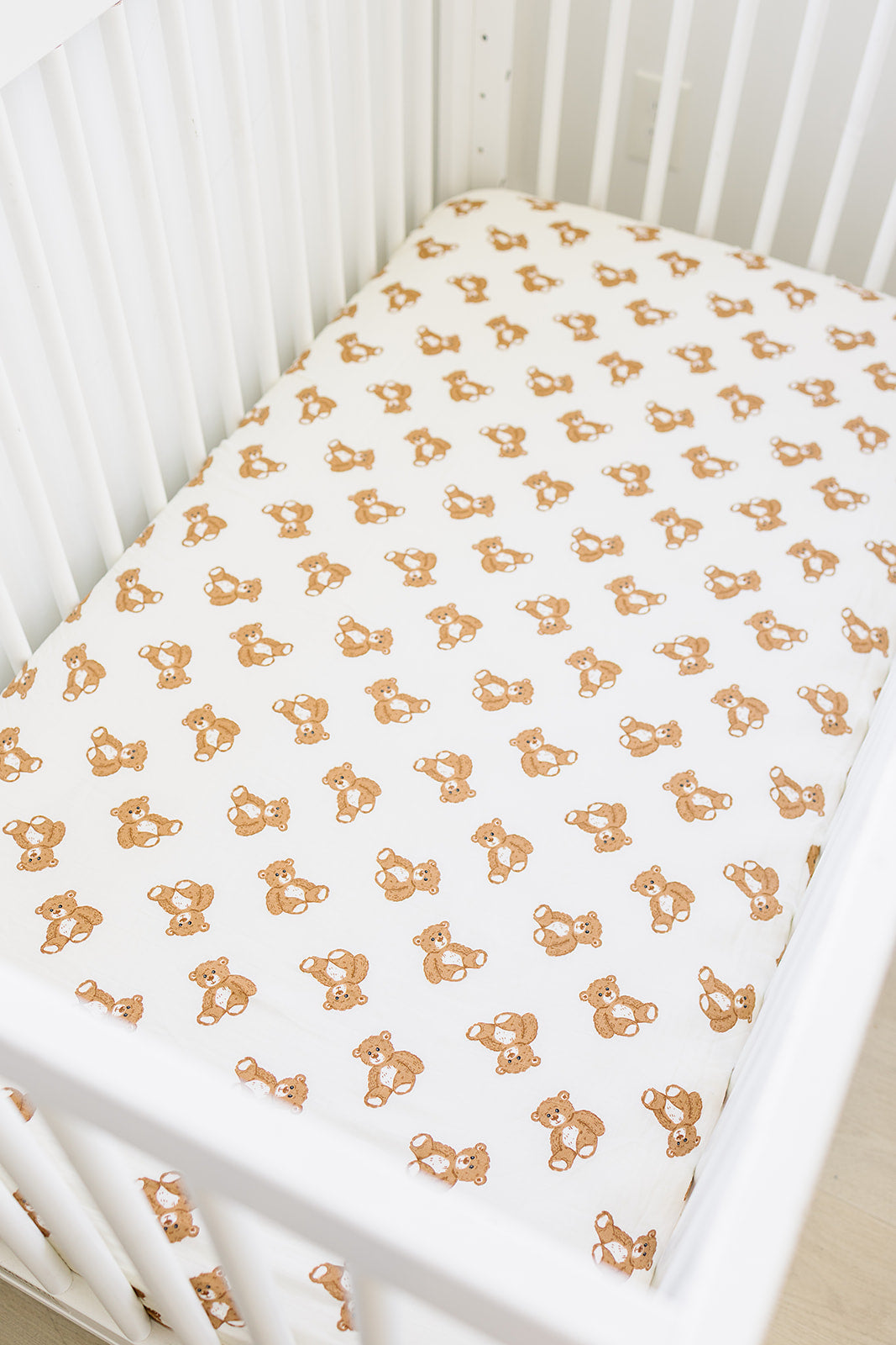Three Little Tots Teddy Bear Muslin Crib Sheet, additional product photo