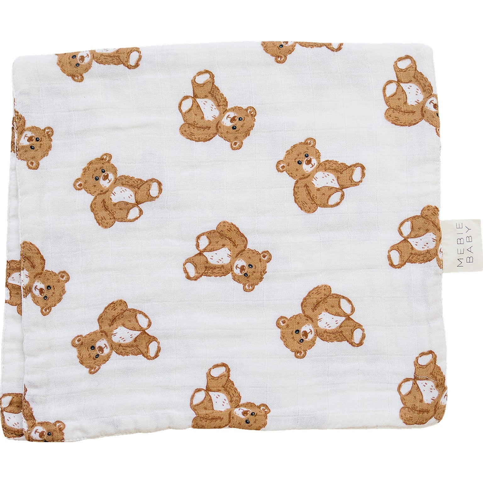 Three Little Tots Teddy Bear Muslin Burp Cloth