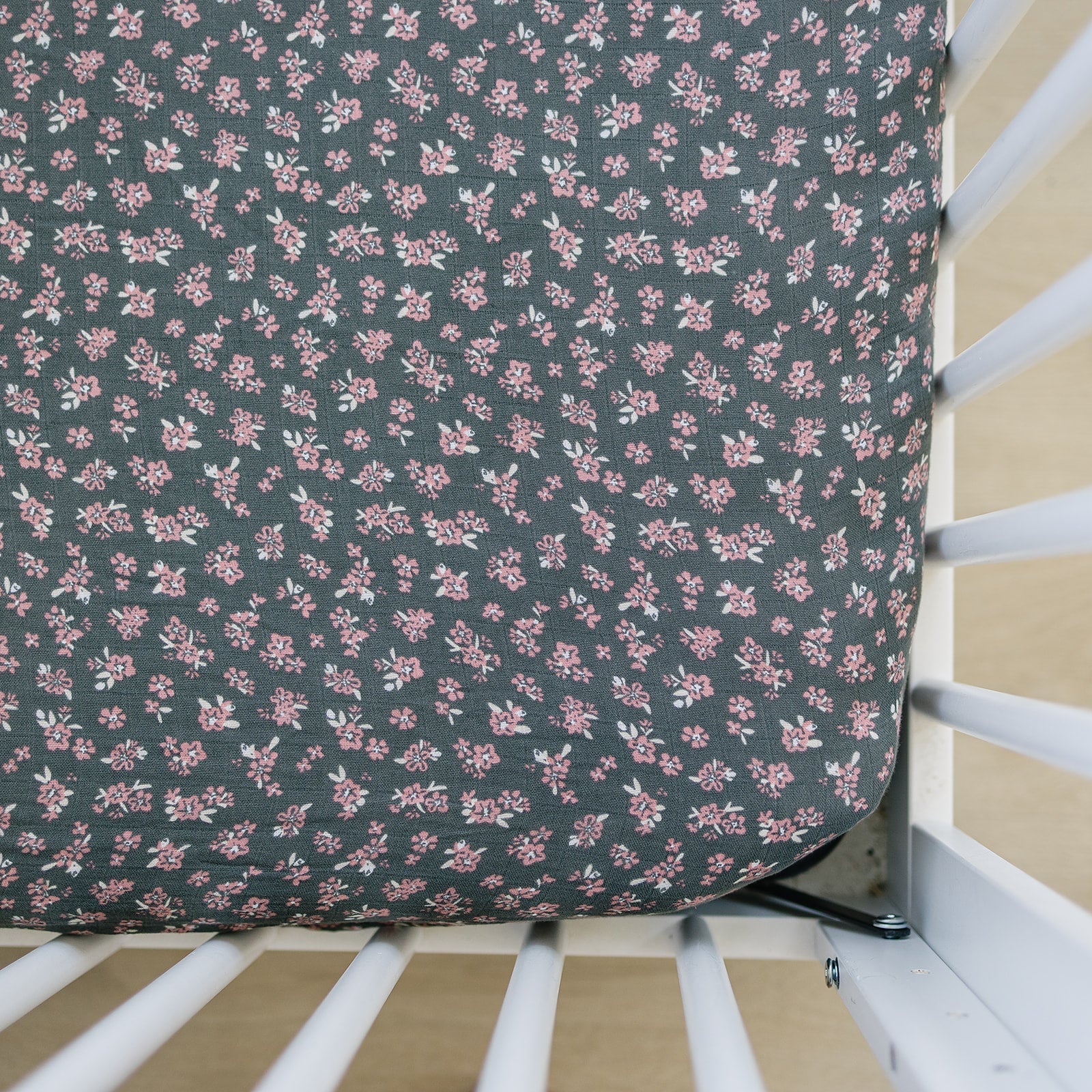Three Little Tots Olive Bloom Muslin Crib Sheet