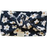 Three Little Tots Navy Daisy Ribbed Bamboo Head Wrap