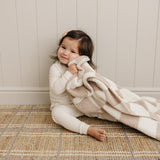 Taupe Checkered Plush Blanket