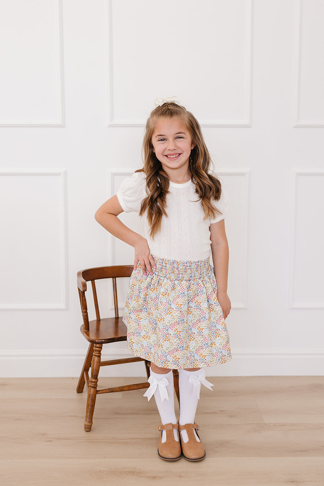 Three Little Tots White Pointelle Tee, alternate angle