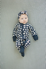 Navy Daisy Ribbed Bamboo Zipper