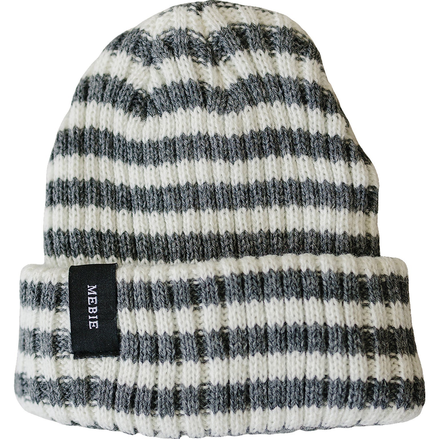 Three Little Tots Grey and White Stripe Chunky Knit Beanie