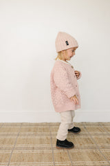 Three Little Tots Light Pink Chunky Knit Beanie, alternate angle