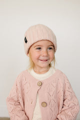 Three Little Tots Light Pink Chunky Knit Beanie, additional product photo