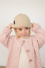 Three Little Tots Tan Chunky Knit Beanie, additional view