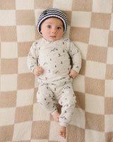 Three Little Tots Navy and White Stripe Chunky Knit Beanie, alternate angle