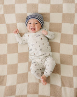 Three Little Tots Navy and White Stripe Chunky Knit Beanie, additional product photo