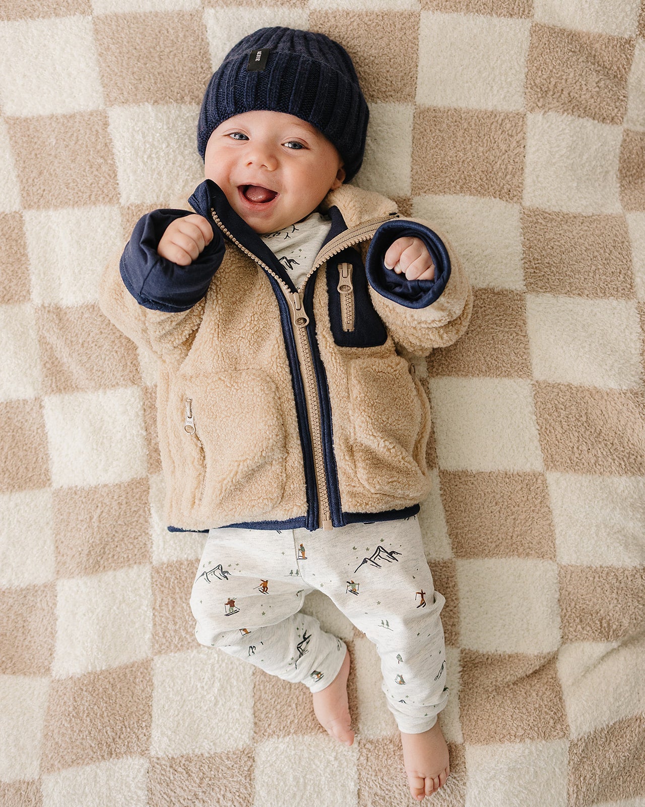 Three Little Tots Navy Chunky Knit Beanie, alternate angle