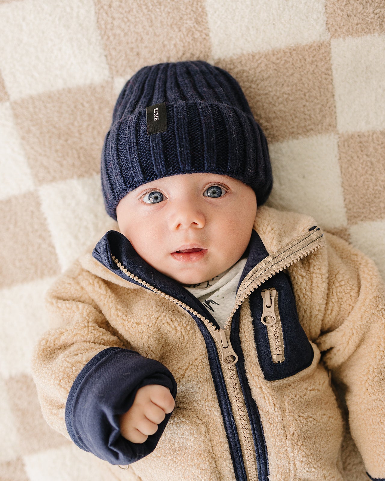 Three Little Tots Navy Chunky Knit Beanie, additional product photo