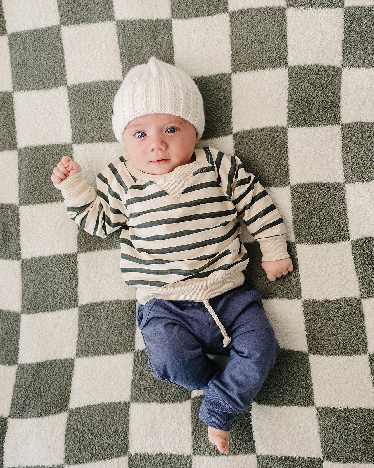 Three Little Tots White Chunky Knit Beanie, alternate angle