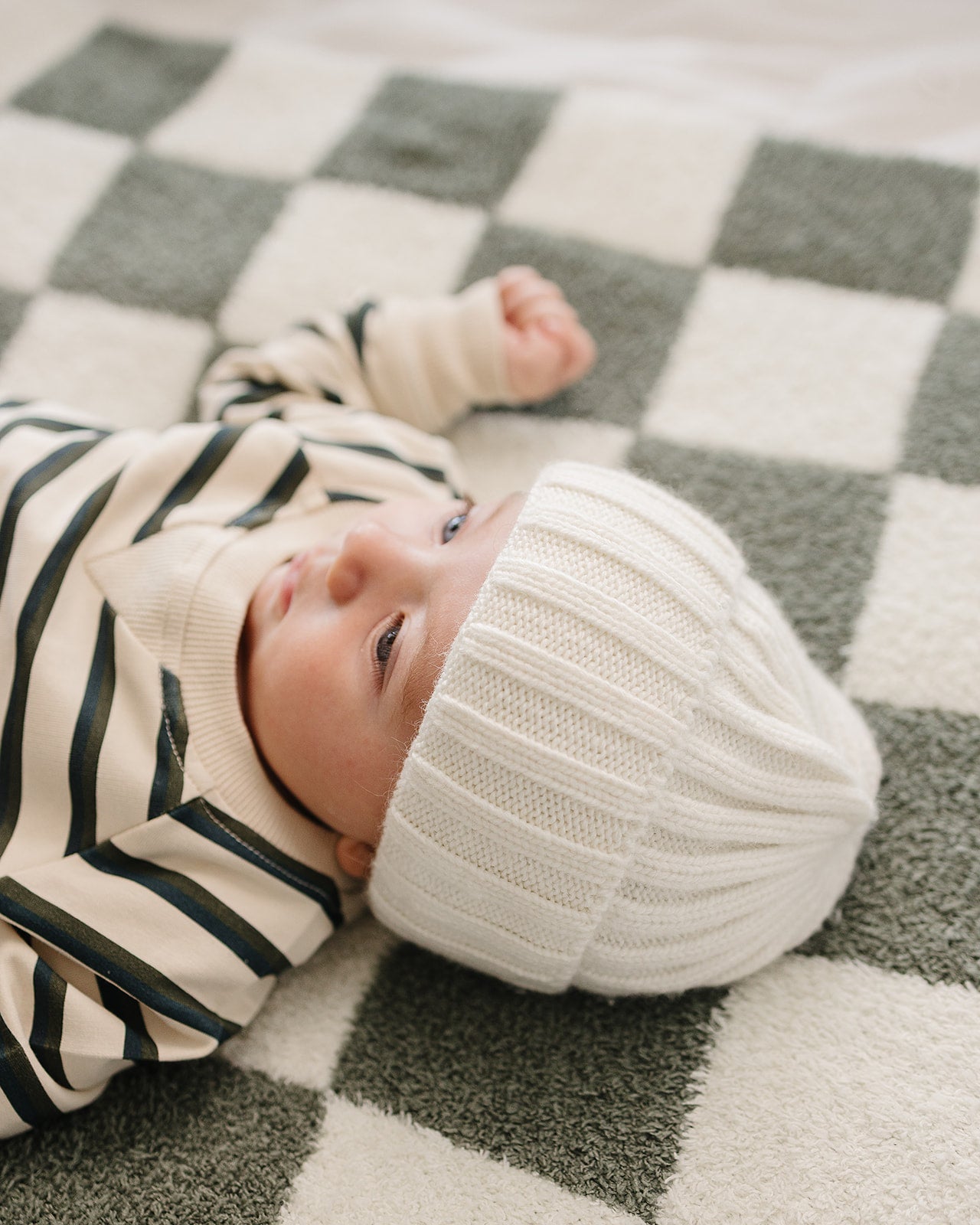 Three Little Tots White Chunky Knit Beanie, additional view