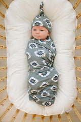 Southwest Aztec Ribbed Bamboo Newborn Knot Hat
