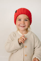 Three Little Tots Red Chunky Knit Beanie, additional product photo
