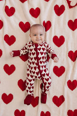 Hearts Ribbed Bamboo Zipper