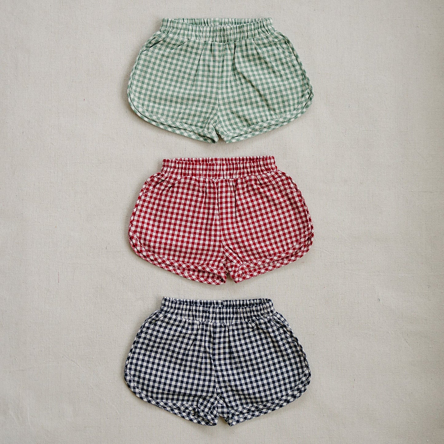 Three Little Tots Dark Blue Gingham Shorts, another angle