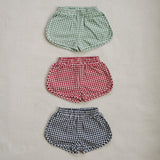 Three Little Tots Dark Blue Gingham Shorts, another angle