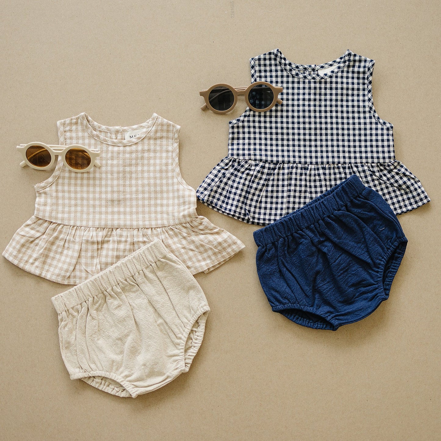 Three Little Tots Navy Gingham Peplum Set, extra product detail