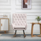 HOMCOM Mid-Century Fabric Nursery Rocker in Cream White