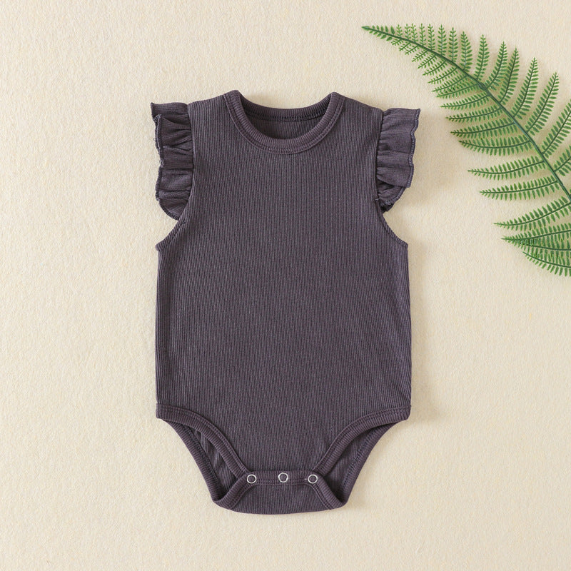 Three Little Tots Newborn Clothes Baby Girl Onesie Jumpsuit Romper, in Dark Gray