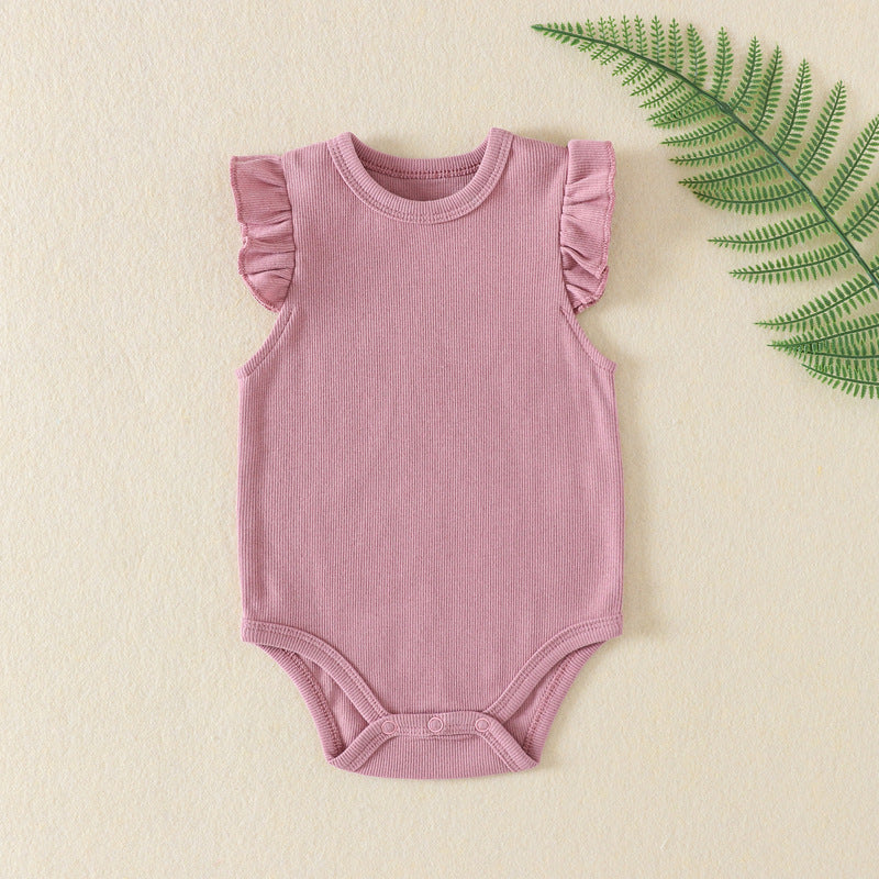 Three Little Tots Newborn Clothes Baby Girl Onesie Jumpsuit Romper, in Lotus Root Color