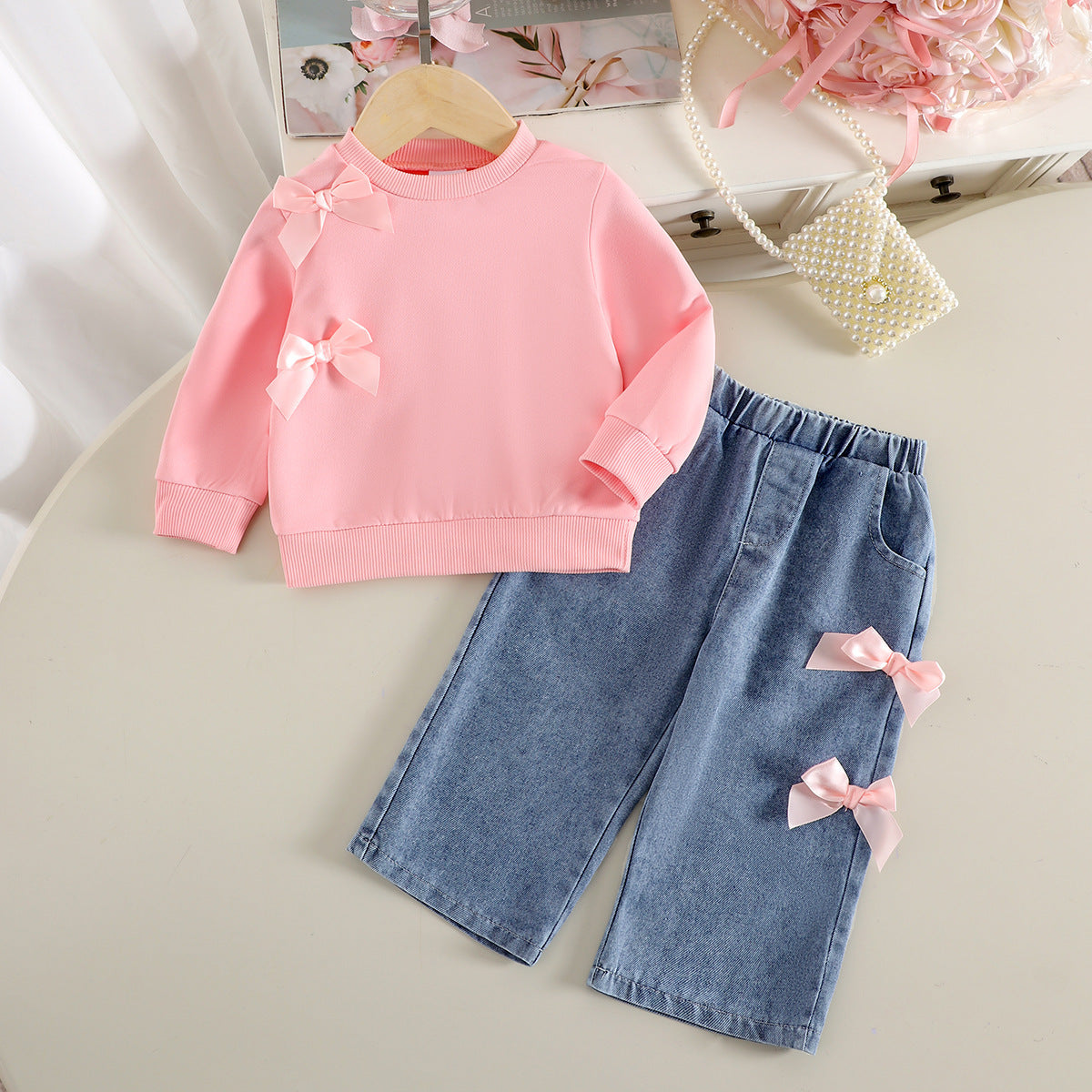 Bow Perfect Sweater and Matching Jeans Set