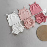 Summer Ribbed Tank Top and Ruffle Short Set