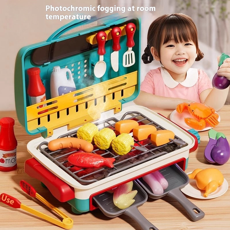 Three Little Tots Simulation Mini Small Kitchen Play House Slicer Girls' Cooking Barbecue Toys
